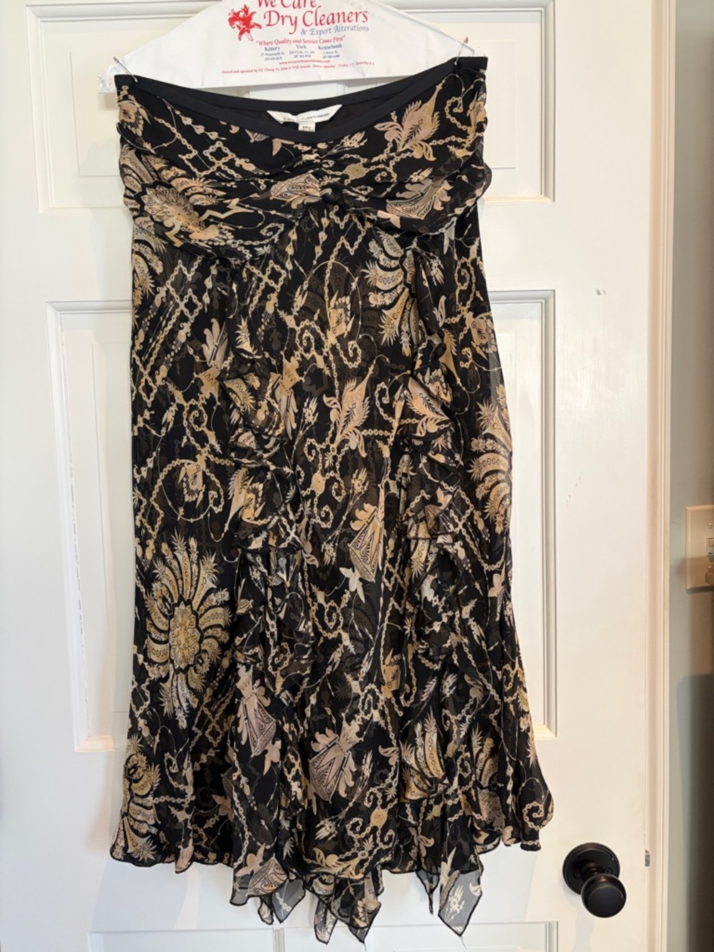 Diane Von Furstenberg Black and Gold Floral Midi Dress